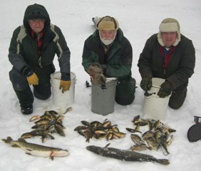 Day of Ice fishing on Big Sand lake in Vilas County